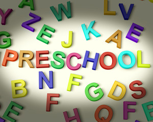 Preschool Written In Multicolored Plastic Kids Letters