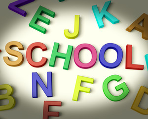 School Written In Multicolored Plastic Kids Letters