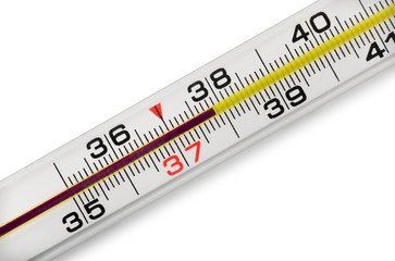 High fever on mercury thermometer