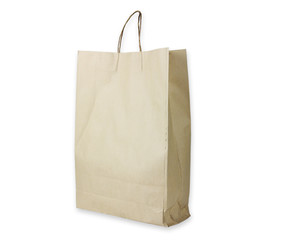 Recyclable paper bag on white background