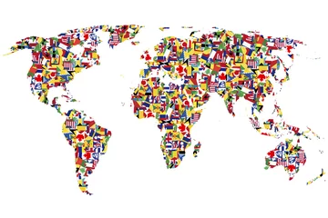 Stoff pro Meter World map made of flags © hibrida