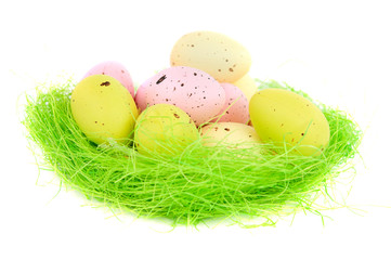 Fototapeta na wymiar Easter nest with eggs