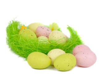 Fototapeta na wymiar Easter nest with eggs