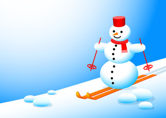 Snowman in winter landscape