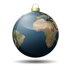 Bola de adorno de navidad con planeta tierra