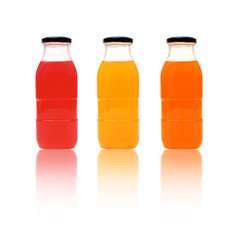 Glass bottles of juice