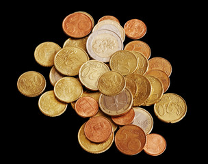 Money on black background.