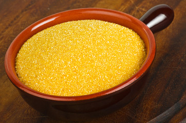 Maize flour on the wood table