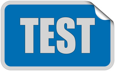Sticker blau eckig curl oben TEST