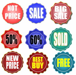 Set colorful  sale stickers and labels