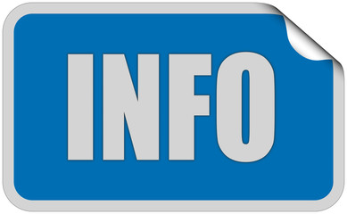 Sticker blau eckig curl oben INFO