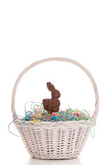 Easter basket isolated on white