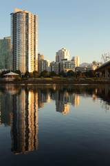 Fototapeta na wymiar False Creek, Condominium Morning, Vancouver vertical