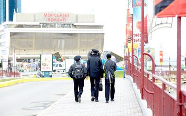 Young sailors from behind