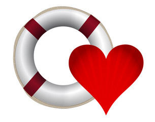 heart and lifesaver sos illustration design on white