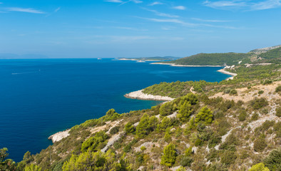 Adriatic island sea coast scenic view. Hvar, Croatia