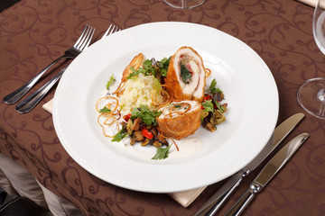 chicken fillet with vegetables and potatoes