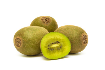 juicy, ripe kiwi fruit on white background