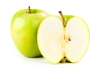 Green apples and half of apple