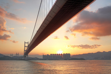 Tsing ma bridge sunset,Hongkong
