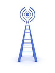 Wireless tower isolated on white background. 3D image