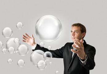 Businessman with bubbles