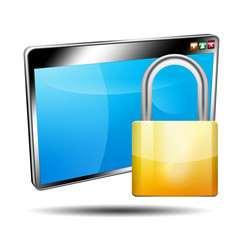 Icono ventana aplicacion 3D con simbolo candado