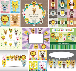 cartoon animal waiter card