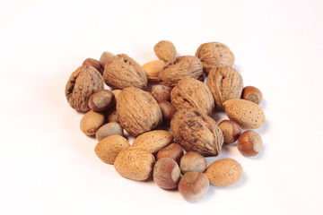 Nuts on a white background