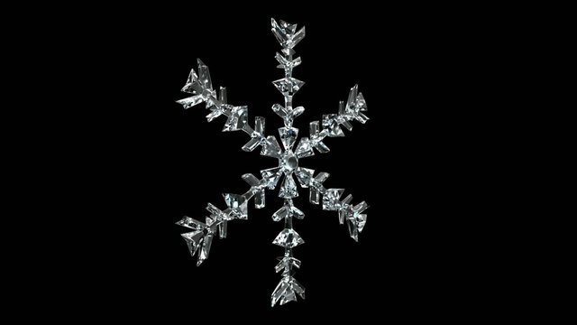 Crystal Snowflake with Alpha Channel seamlessly loop able
