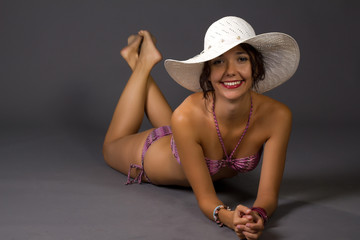 beautiful young woman in a bikini