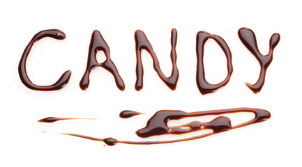 Inscription candy isolated on white