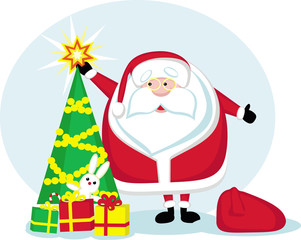 Obraz na płótnie Canvas Cartoon Santa holding a star