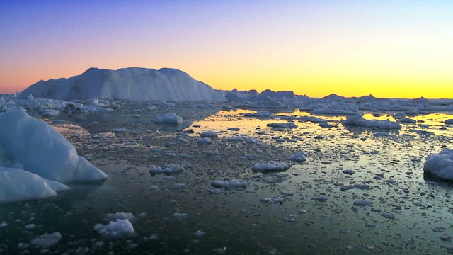 Sun Setting over Glacier Ice