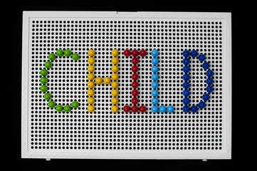 Text child on mosaic