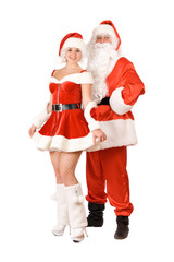 Santa Claus and smiling Snow Maiden