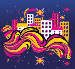 ciudad de fantasia en vector