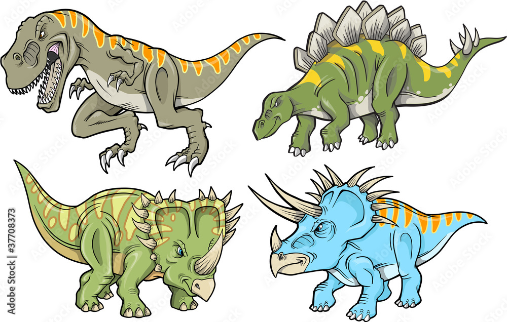 Poster Dinosaur Vector Design Elements Illustration Set