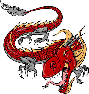 Red Dragon Vector Illustration
