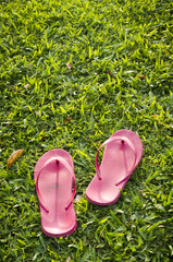 flip flops on grass