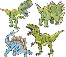 Ensemble d& 39 illustrations vectorielles de dinosaures