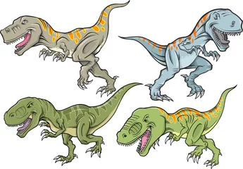 Wall murals Cartoon draw Tyrannosaurus Dinosaur Vector Illustration Set