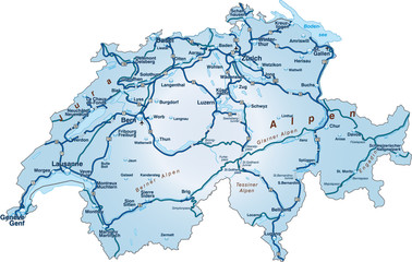 Schweiz_blau_Autobahnen
