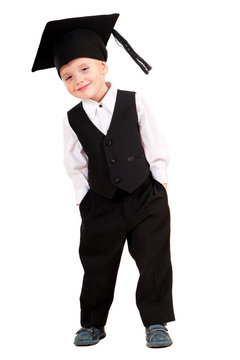 Little boy dressed Bachelor cap