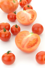 Tomatoes on white background