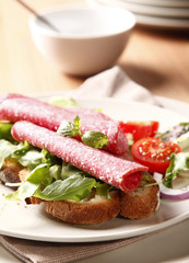 Sandwich with salami