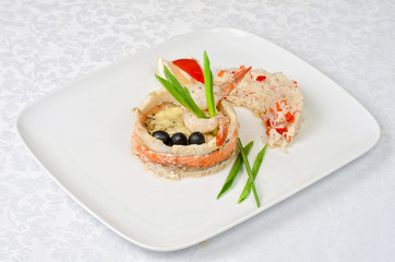 fish with rice and vegetables