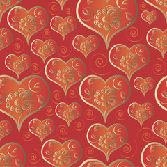 Elegant flower heart seamless pattern