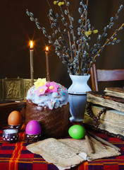The traditional christian easter still life