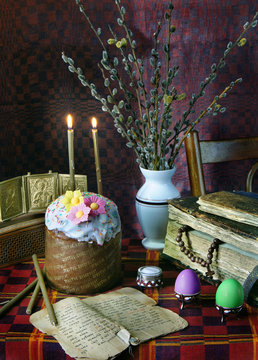 The traditional christian easter still life